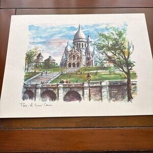 Sacre Coeur Landscape Watercolor Painting